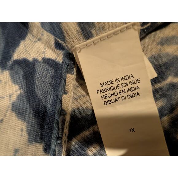 LUCKY BRAND Tunic Top Plus Size 1X Blue Floral Boho Lightweight Flowy Shirt Top - Picture 11 of 15